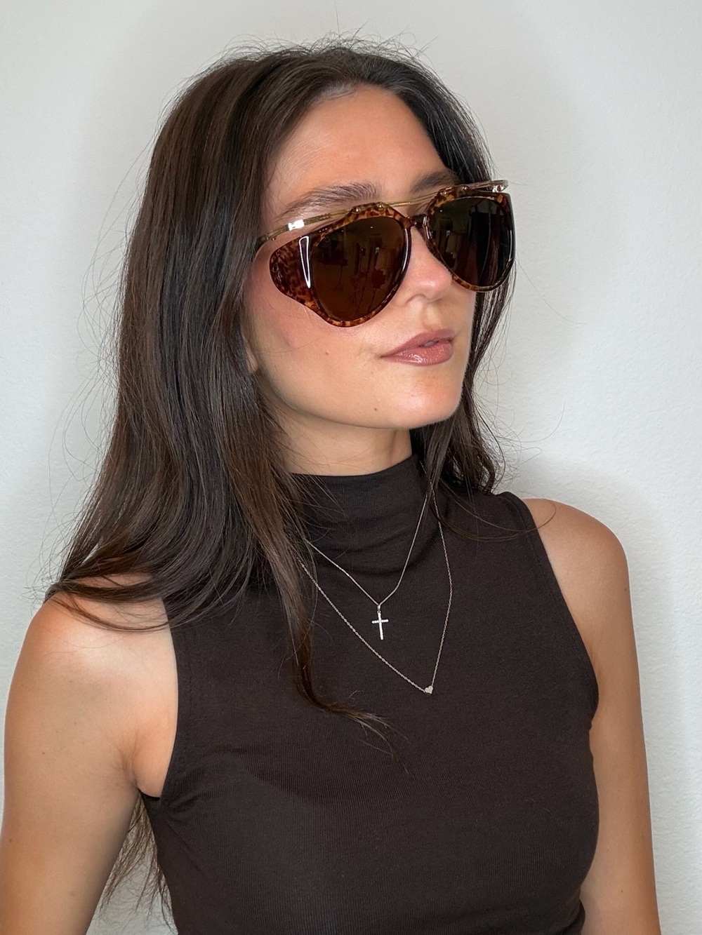 Saint Laurent Tortoiseshell Aviator Sunglasses